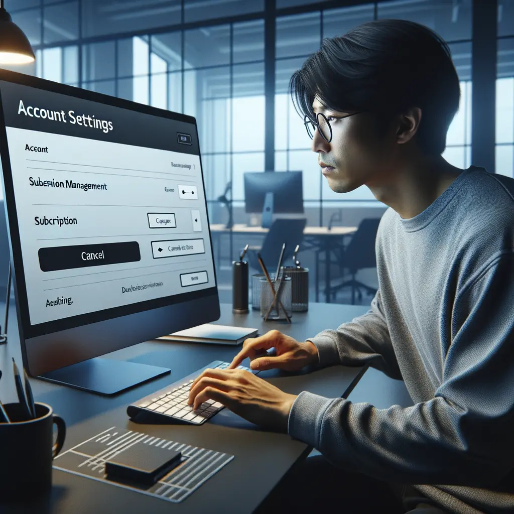 パソコンでCanvaのサブスクリプション解約設定を操作する日本人