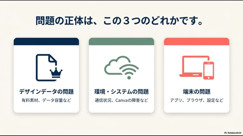 PDF保存エラーの3つの原因分類：データ、環境、端末
