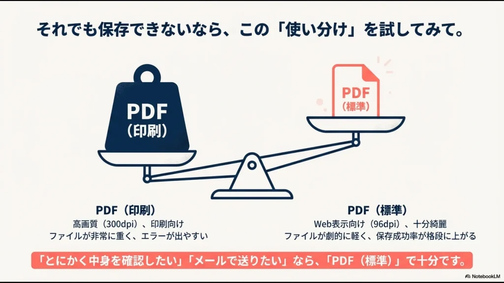 PDF（標準）とPDF（印刷）の容量の違いと使い分けのコツ