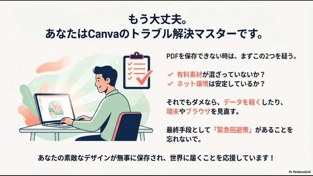 CanvaのPDF保存トラブル解決のまとめとチェックリスト