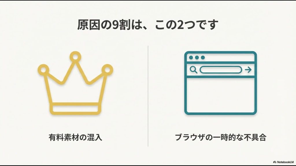 Canvaでダウンロードできない原因の9割は有料素材の混入とブラウザの不具合です