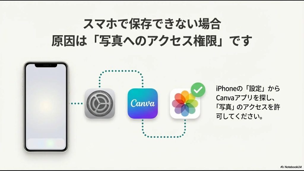 スマホで保存できない原因は写真アプリへのアクセス権限です