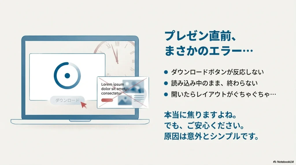 CanvaからPowerPoint形式で保存できない主な4つの原因のまとめ図解